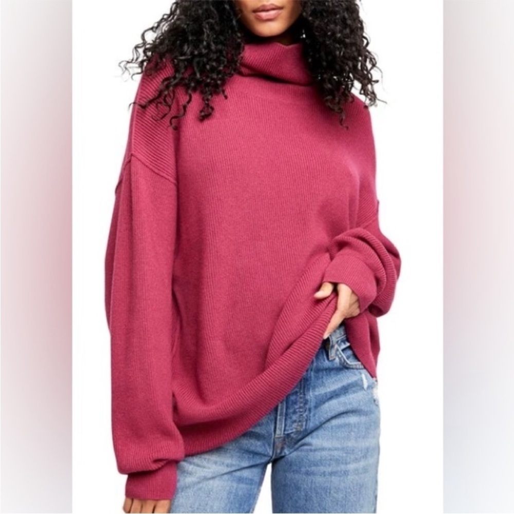 Free People Softly Structured Tunic Sweater Pink Oversized Size Medium